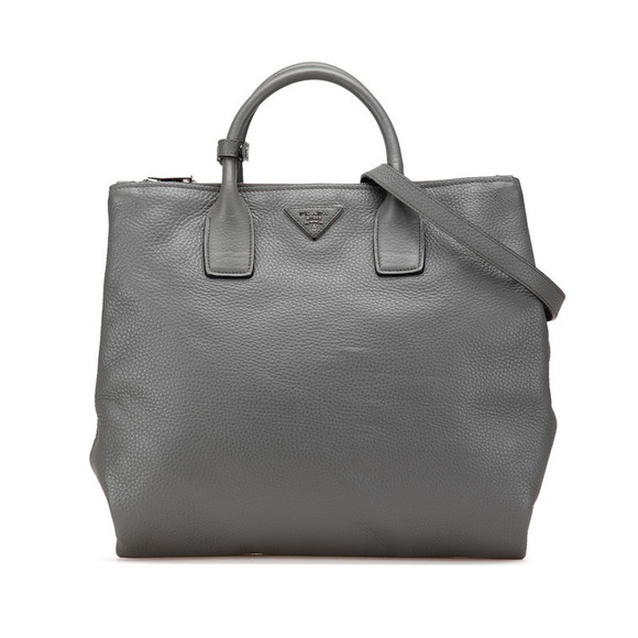 Prada Triangle Shoulder Bag Leather Gray - Picture 1 of 8